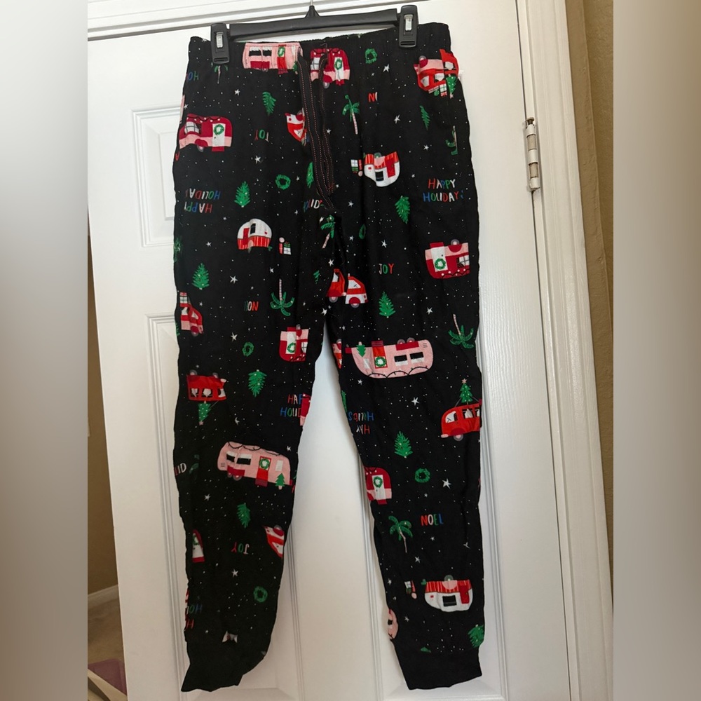 Old Navy family  RV Happy Holidays Christmas Flannel Pajama joggers size Small